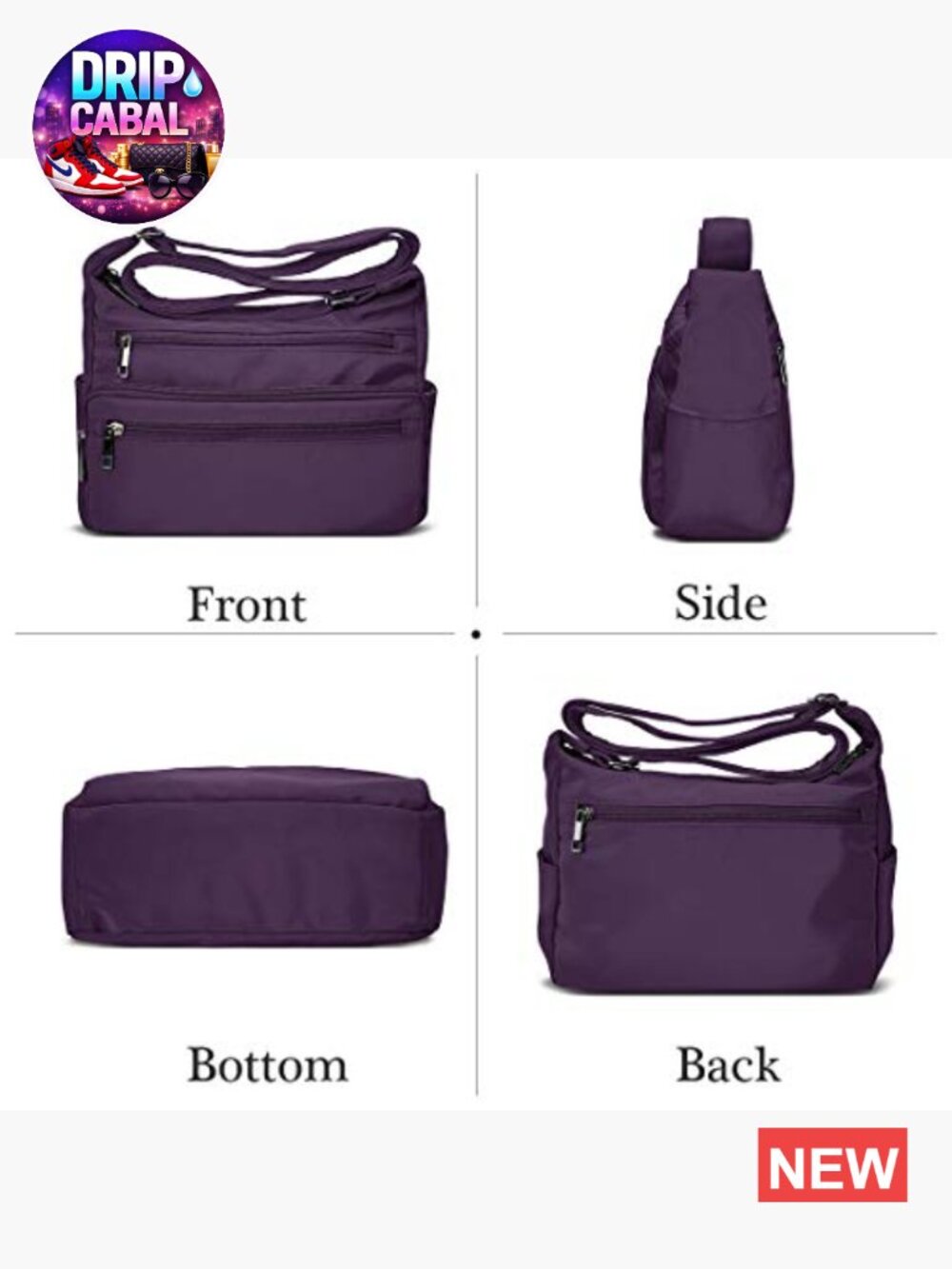 Nylon Multi Pocket Crossbody Bag Ladies Travel Handbag RFID - Picture 4 of 7